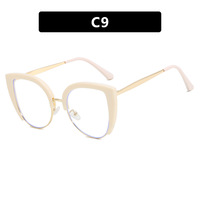 Conception populaire oeil de chat demi-monture Anti lumière bleue lunettes cadre rétro tendance lunettes lunettes femmes