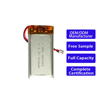 Высокопроизводительная литий-ионная батарея 3.7V 520mAh 652040 для Bluetooth-наушников с шейным ободом, длительный срок службы, CE/RoHS/UN38.3/MSDS