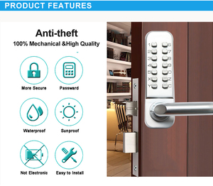 Không thấm nước mã kỹ thuật số Keyless khóa cửa trước với bàn phím cơ khí push button mật khẩu khóa cửa - Product Image 4
