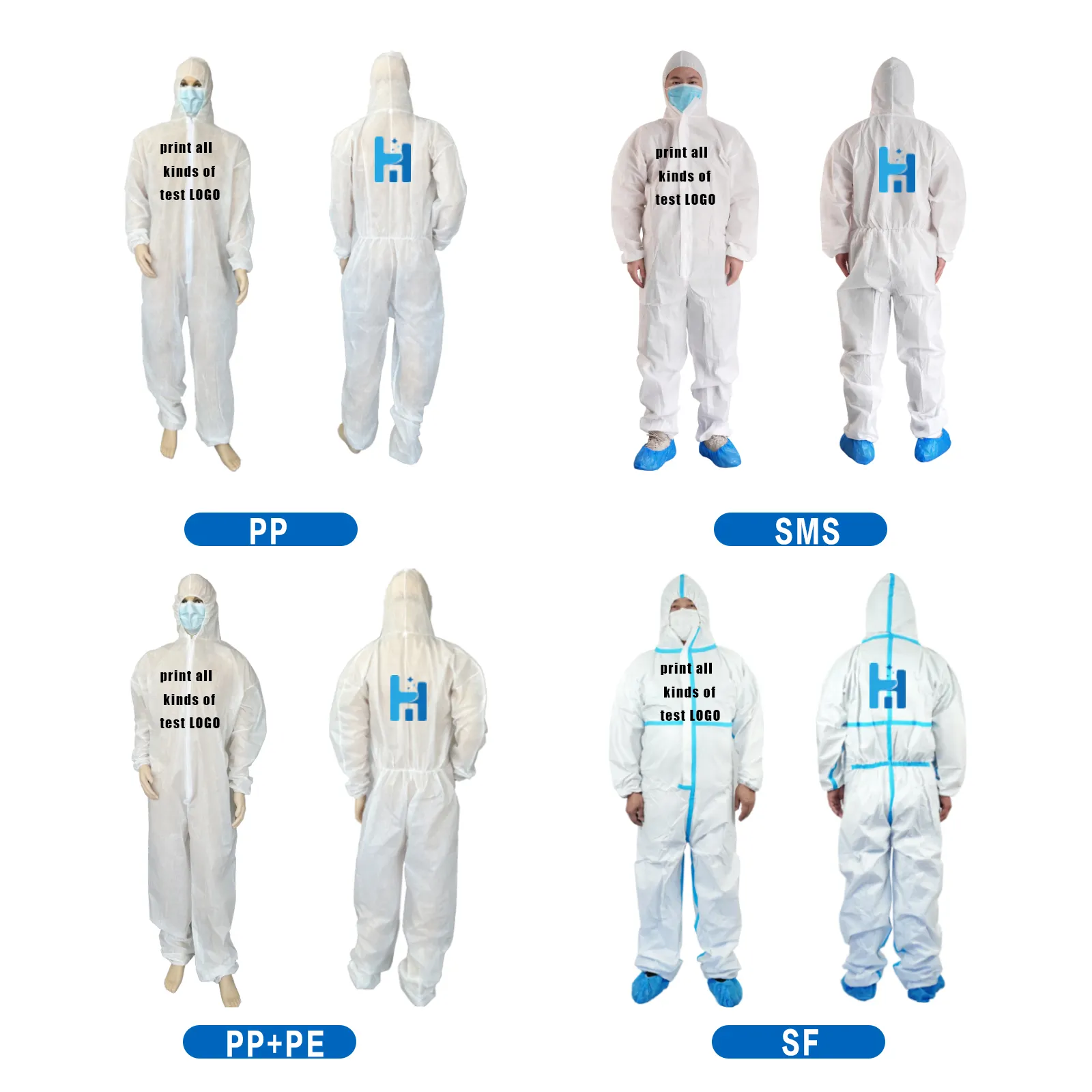 Kualitas tinggi grosir kain antibakteri tebal pakaian kerja putih penutup tahan air dengan penjualan terlaris pabrik