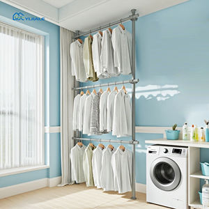 Yijiale מתכת שחור מתלה ייבוש בתוך מתלה בגדים קטן מתלה עבור חדר שינה - Product Image 2