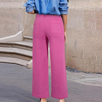 Jeans pour femmes, sur mesure, taille haute, rose, coupe large, en denim, fabrication OEM ODM, couleur et coupe personnalisées