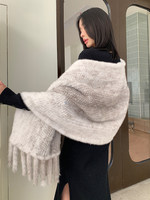 Modischer Hochwertiger Gestrickter Echter Nerzpelz-Schal Nerzpelz-Schultertuch Weiße Schals für Winter Streetwear