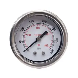 バックマウントオイルが充填された工業用2 "圧力計は、水、ガスに使用できます
