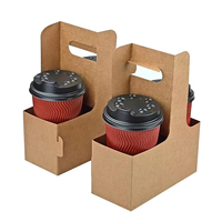 Porte-gobelets personnalisés bon marché à emporter, porte-gobelets jetables en kraft pour boissons chaudes, thé, café, porte-gobelets en papier avec poignée