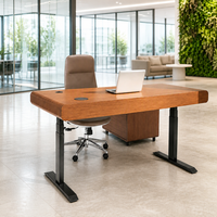 Bureau debout électrique robuste à double moteur, 3 niveaux, cadre noir E1 MFC 25 mm RAL9005 avec contrôleur numérique