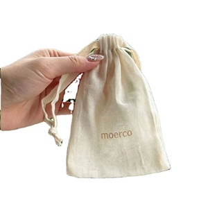 Bolsa de Algodón Personalizada con Cordón, Bolsa para Joyería 100% Algodón, Bolsa Antipolvo de Color Natural con Doble Cordón - Product Image 1
