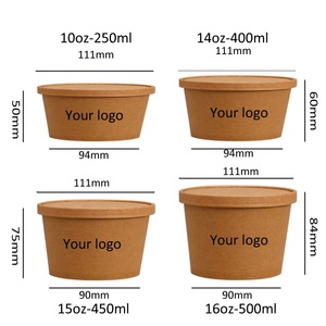 Biodegradable Takeout Takeaway Lids Disposable Kraft <strong>Paper</strong> Hot Sale in the <strong>USA</strong> Market Food Soup Storage <strong>Cups</strong> Bowls Containers - Product Image 2