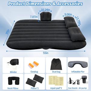 Colchón inflable para coche con bomba <span class=keywords><strong>de</strong></span> aire para el asiento trasero |   Colchoneta portátil gruesa para viajes en coche y camping <span class=keywords><strong>de</strong></span> 55" (L) x 35" (W) - Product Image 3