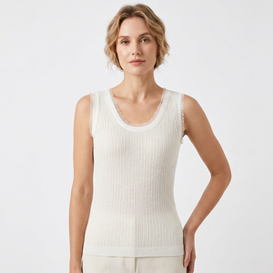 Custom Breathable Crop <b>Top</b> <b>Women's</b> <b>White</b> Ribbed 100% Hemp Knitwear Sleeveless <b>Vest</b> Crew Neck Summer Tank <b>Top</b> - Product Image 1