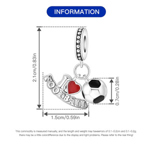 จี้ทองแดงสีขาว "ฉันรักฟุตบอล" ขายดี สร้อยข้อมือ DIY ระดับไฮเอนด์ เครื่องประดับ และอุปกรณ์เสริม - Product Image 3