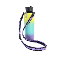 Sangle d'épaule en paracorde pour bouteille, couleurs personnalisées, porte-bouteille d'eau en paracorde fait main avec mousqueton