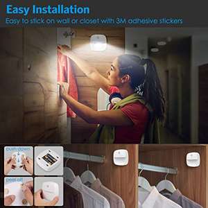 ضوء ليلي يعمل بالحركة 2700 كلفن أبيض دافئ ناعم يعمل ببطارية AAA تركيب لاصق لغرفة النوم والمطبخ والسلالم والممر والمرآب - Product Image 6