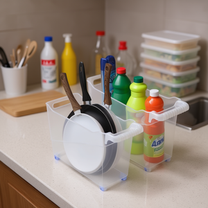 CARRITO MULTIUSOS Conteneur de rangement en plastique transparent multifonctionnel empilable par injection, rectangulaire, pour poussette et stockage alimentaire - Product Image 2