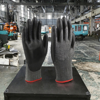 Gants de travail résistants aux coupures de niveau 5, ajustement extensible confortable, protection anti-coupures, résistants à l'abrasion et aux perforations, gants de travail noirs enduits de PU