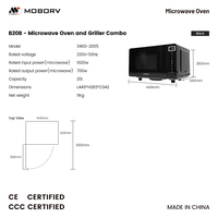 Four à micro-ondes et gril encastrable MOBORV B20B en acier inoxydable 700W, certifié CE SAA CCC, pour camping-car, caravane
