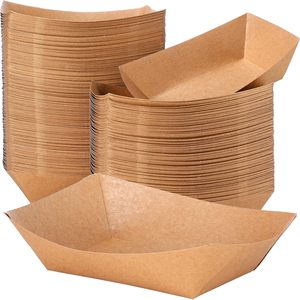 Bandejas de Papel Kraft Resistentes para Alimentos, Cestas Desechables para Papas Fritas, Snacks, Hot Dogs, Tacos, BBQ, Palomitas de Maíz - Product Image 1