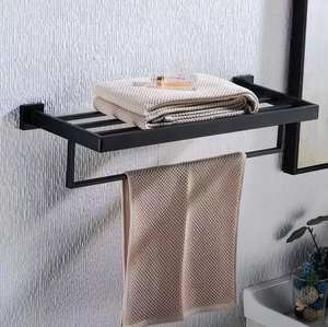 Ensemble d'accessoires de salle de bain modernes 6 pièces, porte-serviettes mural en acier inoxydable, porte-papier toilette, étagère organisatrice - Product Image 5