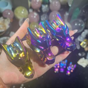 Crânes de dragon électroplaqués bleu-violet de haute qualité en gros, 7 cm, tendance mode, décoration d'intérieur unique pour les fêtes - Product Image 2