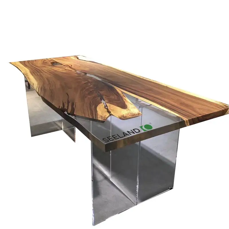 Прямая Заводская поставка, современный стол из массива дерева, эпоксидная речная смола, обеденный стол (верх) L от 1,9 до 6 футов