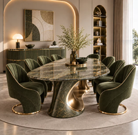 Ensemble de table et chaises de salle à manger OE HOME, style moderne et luxueux, avec plateau en marbre, 6/8 places, meubles durables pour appartement et hôtel