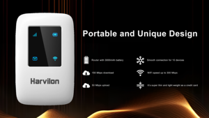 Harvilon <span class=keywords><strong>MF837</strong></span> LTE Mifis Cat4 Type-C Mini WiFi 6 เราเตอร์พกพา 3000mAh 300Mbps 2.4GHz VoIP QoS WEP รุ่นใหม่ - Product Image 3