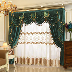 Sẵn sàng thực hiện đồng bằng màn vải phòng khách sang trọng thanh lịch nhung màn rèm cửa với đường viền bằng vải - Product Image 5