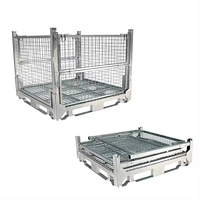 Cage de stockage double robuste galvanisée en fil d'acier, caisse métallique pour palettes, capacité 400-1000 kg, vente en gros fabricant