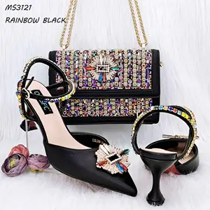 Fashion Exquisite Ladies Plus Size Ladies Sandals Shoes Bag Set Covering Toes Shoes PU Leather Bag 8cm