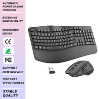 Clavier et souris sans fil 2,4 G ultra-minces, 104 touches, ergonomique, étanche, anti-ghosting pour ordinateur de bureau et ordinateur portable