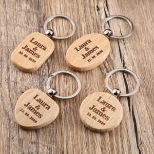 Wooden Keychain Laser Engraved and Pendant Wedding <b>Name</b> <b>Tag</b> Carabiner Small Gift with Personalized Inscription - Product Image 2
