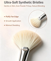 Pinceau éventail en poils de chèvre naturels super doux et moelleux, marque privée, pour fard à joues, poudre, maquillage du visage, kit d'outils cosmétiques
