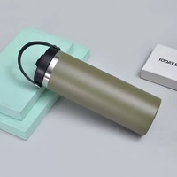 Logo personnalisé 20oz gobelet gravé au laser en poudre revêtement maigre en acier inoxydable droite thermique tasse à café tasse de voyage avec poignée