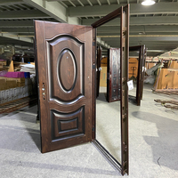 TECHTOP Porte d'entrée principale ornementale en fer de style classique Porte métallique de sécurité extérieure avec serrure pour la maison et la maison