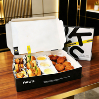 Boîte à compartiments pour mini-burgers, biodégradable, recyclable, écologique, pour emporter, en papier, pour le partage, pour poulet frit