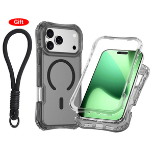 Funda Transparente Magnética 3 en 1 de PC+TPU con Correa de Muñeca Antigolpes para <span class=keywords><strong>iPhone</strong></span> 17 Pro Max, Air 16, 15, 14, <span class=keywords><strong>13</strong></span>, 12 Plus NUEVA - Product Image 1