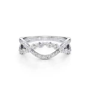 Bague Infinity Silver Stonewels Sleek Infinity Design ornée de diamants originaux Bande en or blanc certifiée IGI pour les fêtes - Product Image 1