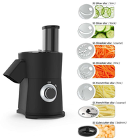 Robot culinaire électrique 5 en 1, trancheuse à légumes, hachoir multifonctionnel, râpe à fromage, disque de coupe en acier inoxydable pour la cuisine à domicile