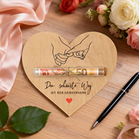 Hadiah Uang Pernikahan Ramah Lingkungan Berbentuk Hati dari Kayu dengan Kemasan Kantong OPP Motif Ucapan Dekoratif untuk Pengantin Wanita & Pria
