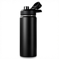 Bouteille d'eau isotherme 24 oz en acier inoxydable 304 à double paroi, à large ouverture, sans BPA, pour le sport, garde au chaud et au froid, noire – Vente chaude