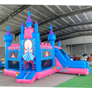 Château Gonflable Princesse avec Toboggan, Portable, Protection UV, Ignifuge, Imperméable, Caractéristiques 20ft*15ft Castel - Product Image 1