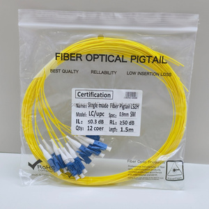 En Stock: Pigtail de Fibra Óptica Monomodo LC/UPC de 12 Hilos, LSZH, 0.9mm, 1.5M, Blanco/Amarillo/Arcoíris Opcional, para Centros de Datos y Empalmes FTTH - Product Image 1