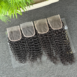 Seamless blend 2x6 4x4 5x5 6x6 100% Virgin Human Hair Natural Black Jerry curly 4x4 HD Lace Closure Mass wholesale - Product Image 3