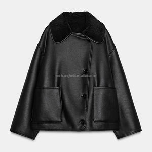 Giacca Reversibile in Pile e Pelle Personalizzata per l'Inverno, Fodera in Finta Pelliccia per <span class=keywords><strong>Donna</strong></span>, Doppio Strato - Product Image 5