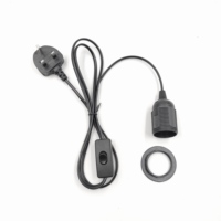 Prise intégrée HAGOOD UK 303 avec interrupteur E27, filetage complet, anneau simple, plastique de haute qualité, tension universelle, garantie de 2 ans