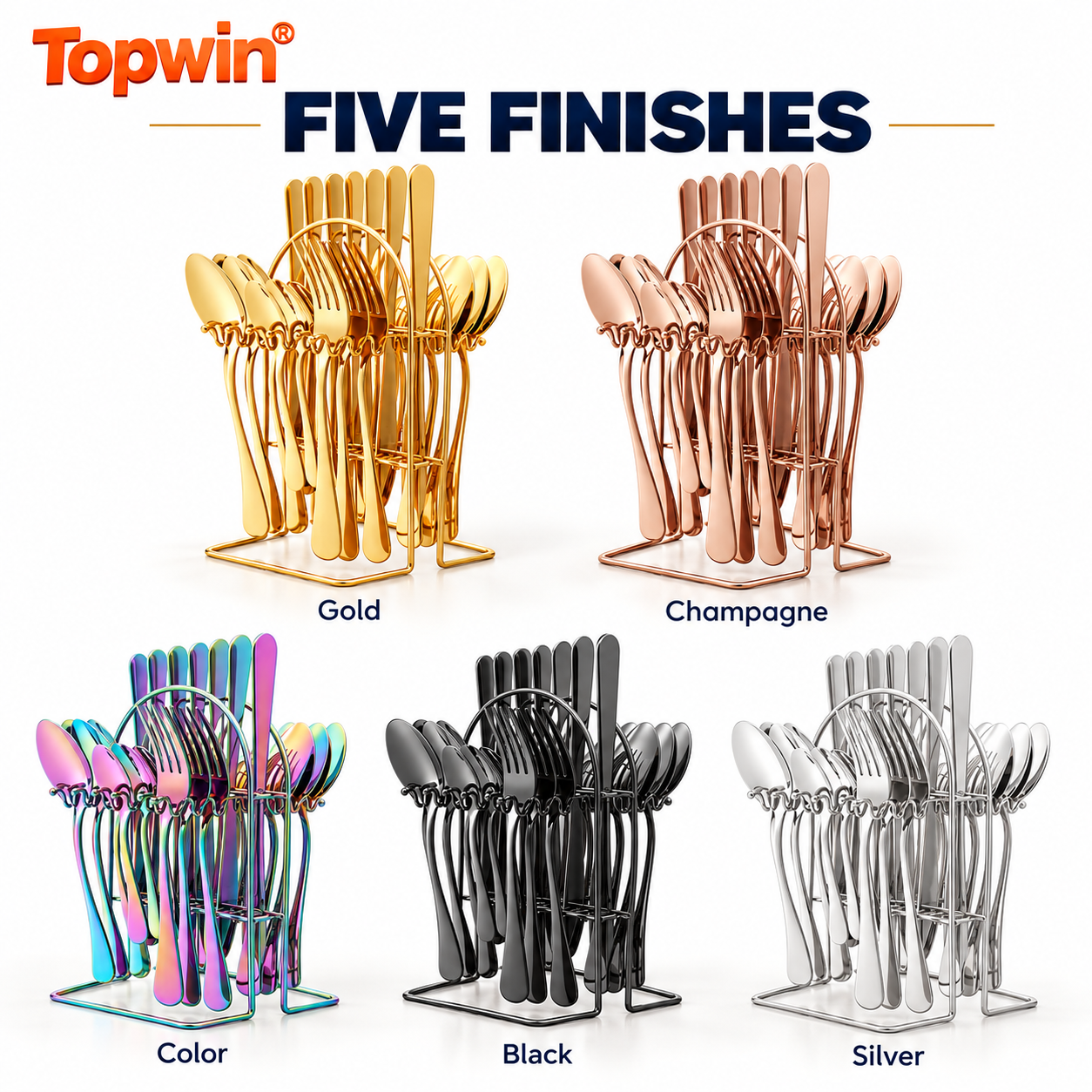 Factory Price 24pcs Gold Flatware Luxury Set with Magnetic Block Holder Stand Cutlery Gift Spoon Stainless Home Steel Cutlery · image 2