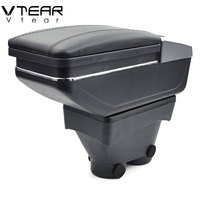 Vtear - Boîte de rangement pour accoudoir avant de voiture en ABS et cuir PU élégant, porte-gobelet, accessoires intérieurs pour Peugeot 208 2012-2021