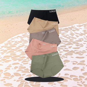Culottes en nylon sans couture antibactériennes personnalisées avec logo pour femmes grandes tailles, 23 couleurs, taille mi-haute, sous-vêtements découpés au laser - Product Image 2