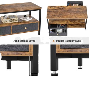 Tavolino da Divano Classico con Due Cassetti, Bestseller per Soggiorno, Tavolino Moderno in Marmo Quadrato e Semplice - Product Image 3