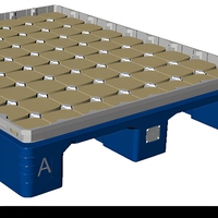 Palette en plastique injecté PP, caisse d'entrepôt 1195 x 1000 x 51 mm, bac de transport industriel